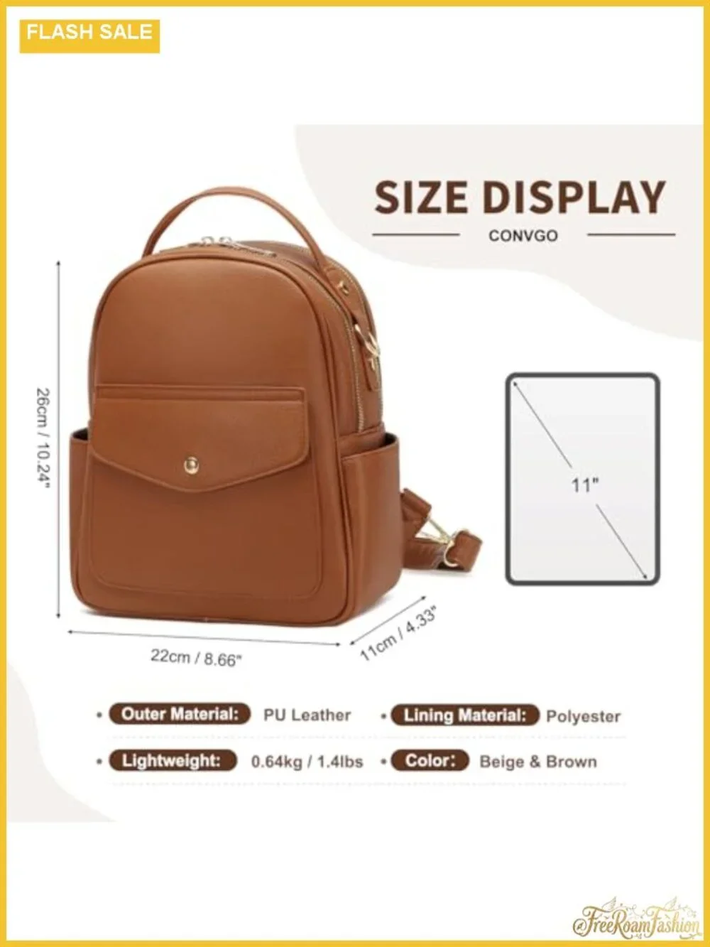 Small PU Leather Mini Backpack Purse for Women, 3 Zippered Pockets, Anti-Theft,